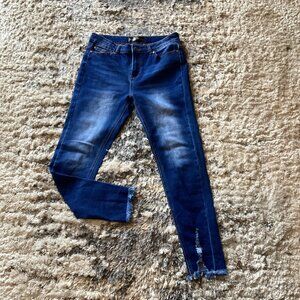 SimplYoung Denim Jeans Blue Stretch Distressed Skinny Raw Hem Women’s 13